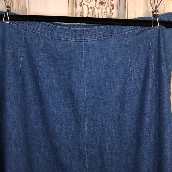 VINTAGE Essentials Style Chambray 100% Cotton Maxi Skirt Size 14 - Picture 7 of 11